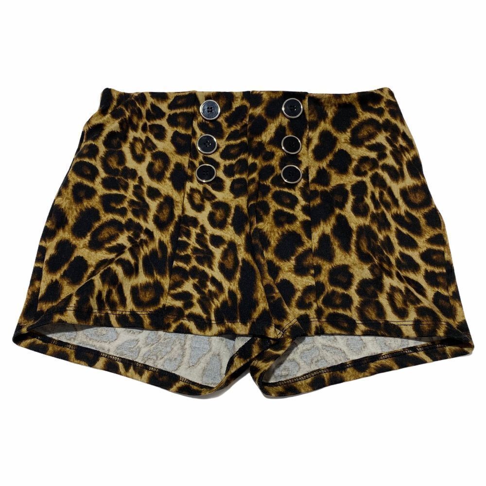 VITTA Luna Leopard Animal Double Button Shorts